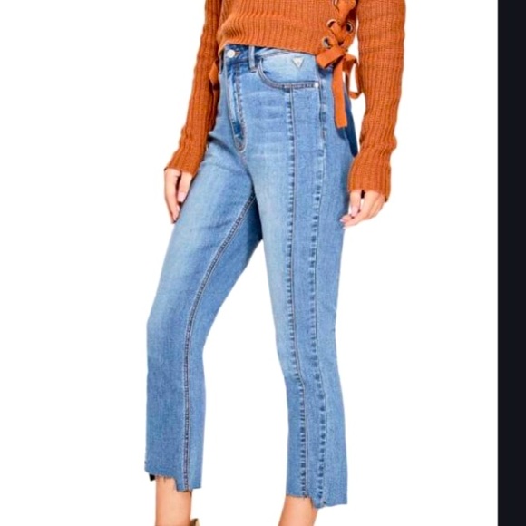 Guess Denim - Guess Jeans Raw Hem Straight Jeans Ultra High